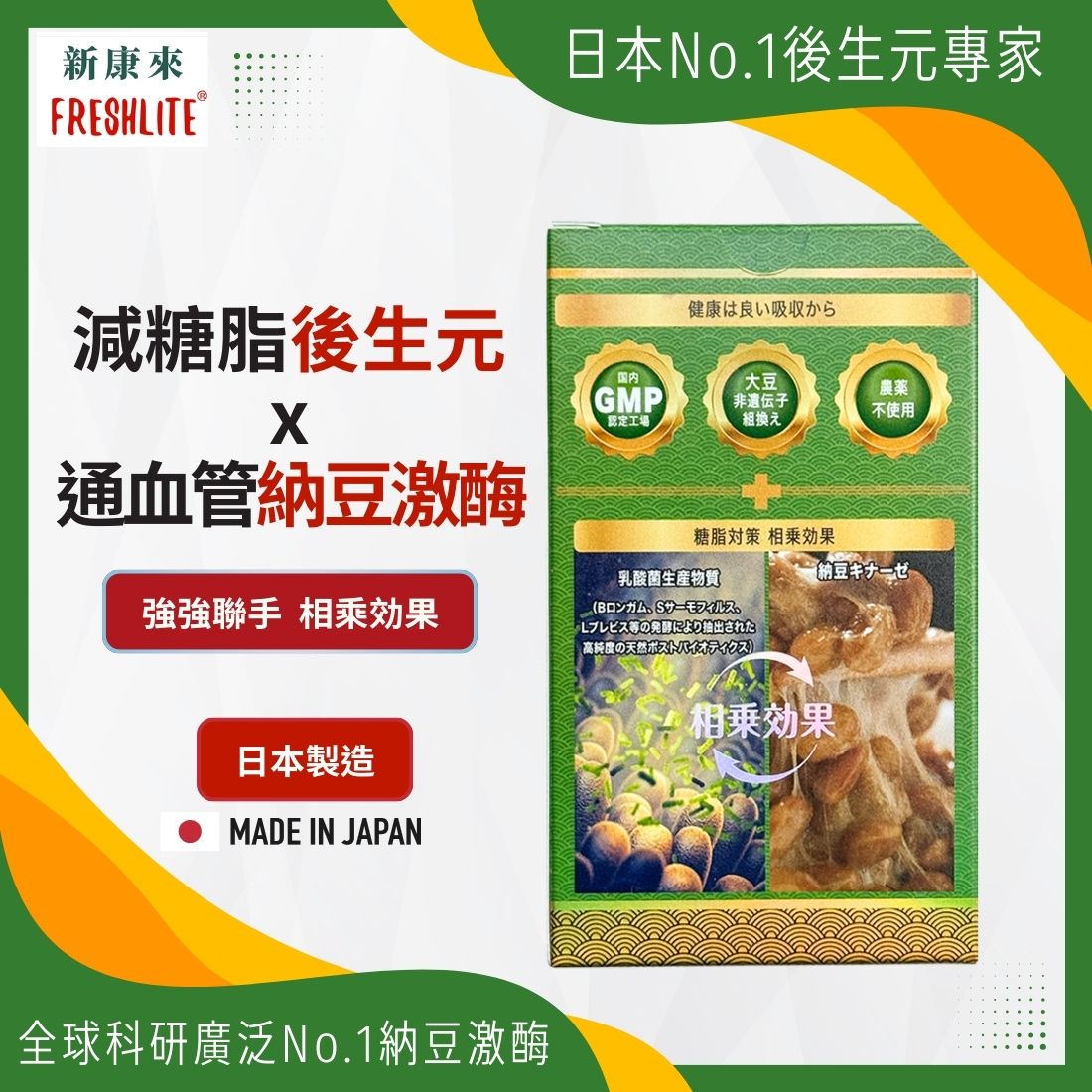 糖脂對策|配方加強版 60粒|減糖脂通血管|血管垃圾清道夫|NSK-SD納豆激酶益生素